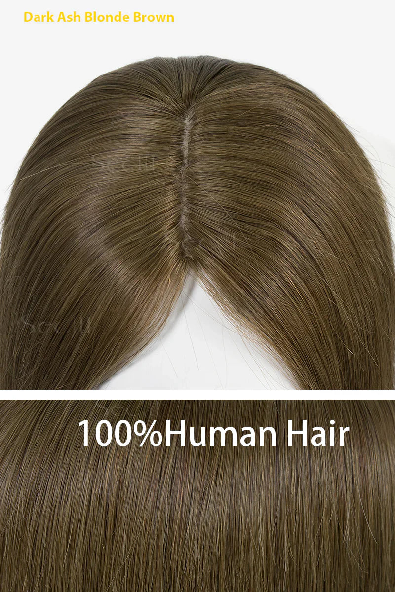 Flavia Silk Top Remy Human Hair Topper Dark Ash Blonde Brown
