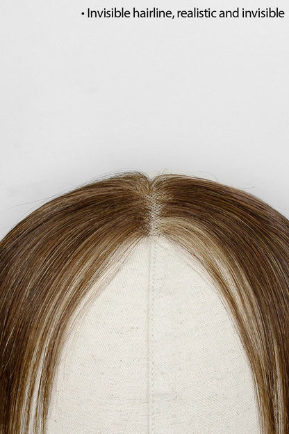 Aurora Hair Hairline Topper: Breathable Lace|Halo Wire|Natural Look Dark Brown mix Medium Ash Brown #P2/6