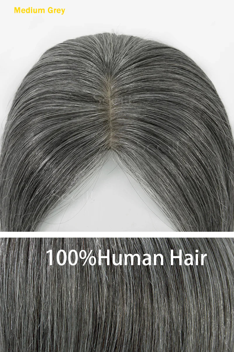 Flavia Silk Top Remy Human Hair Topper #Medium Grey