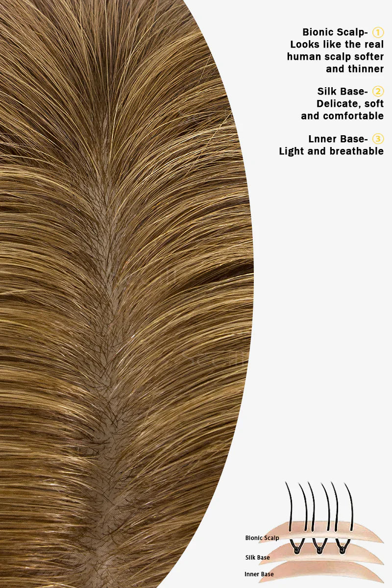 Flavia Silk Top Remy Human Hair Topper Extra light Brown #10