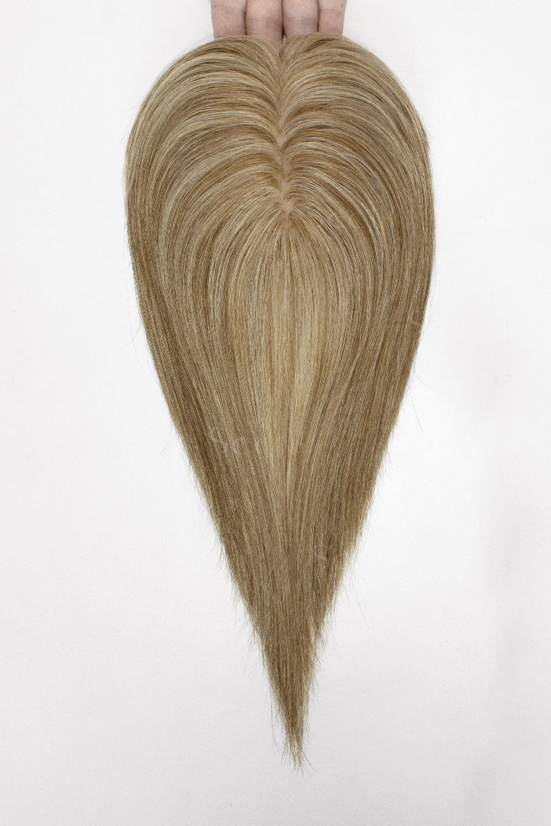 Flavia Silk Top Remy Human Hair Topper Golden Brown Bleach Blonde #P12/613
