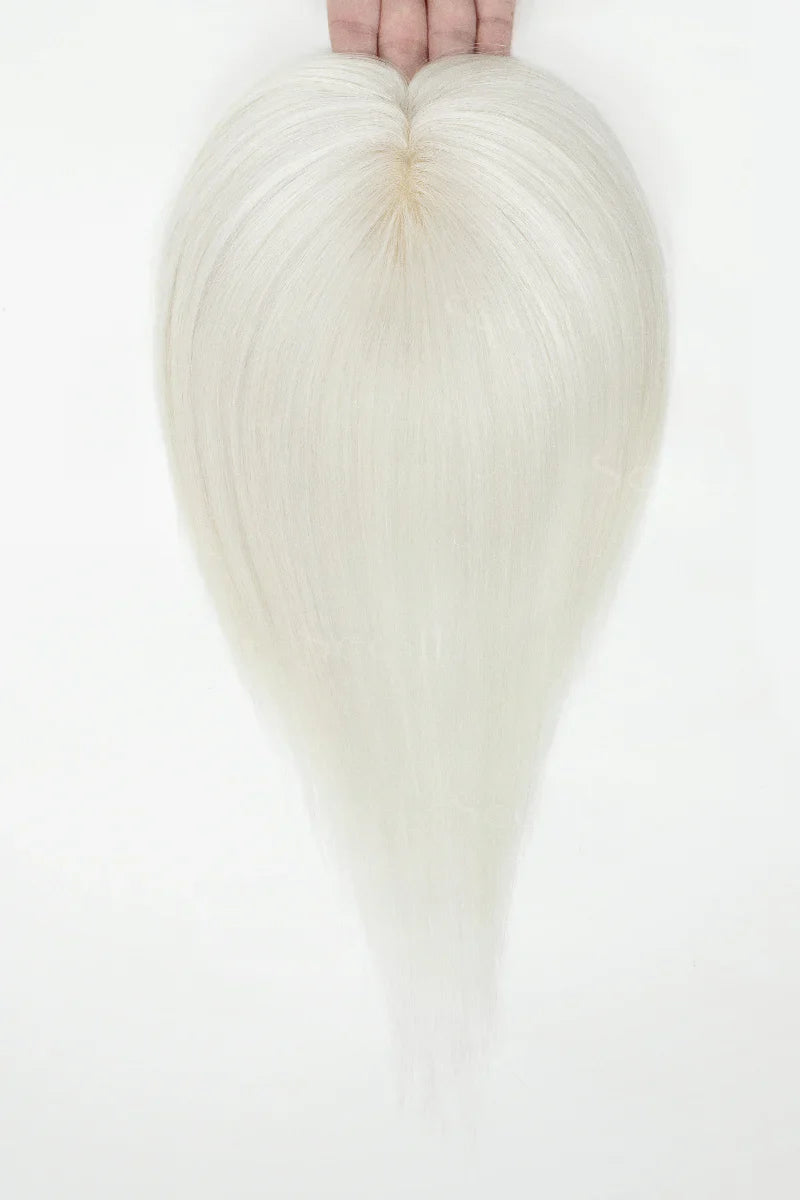 Flavia Silk Top Remy Human Hair Topper #Silver Grey White