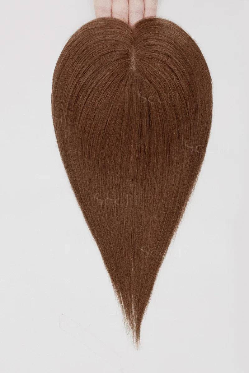 Flavia Silk Top Remy Human Hair Topper Dark Auburn Brown #33