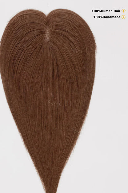 Flavia Silk Top Remy Human Hair Topper Dark Auburn Brown #33