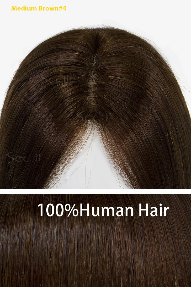 Flavia Silk Top Remy Human Hair Topper Medium Brown #4