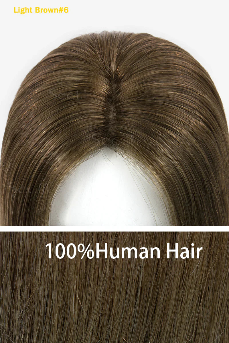 Flavia Silk Top Remy Human Hair Topper Light Brown #6