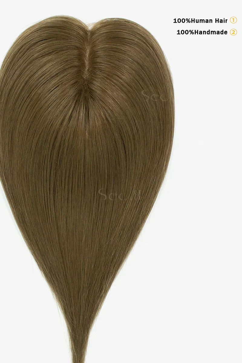 Flavia Silk Top Remy Human Hair Topper Light Chestnut Brown #8