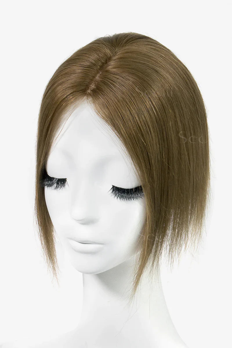 Flavia Silk Top Remy Human Hair Topper Light Chestnut Brown #8