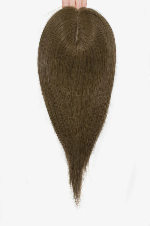 Flavia Silk Top Remy Human Hair Topper Dark Ash Blonde Brown