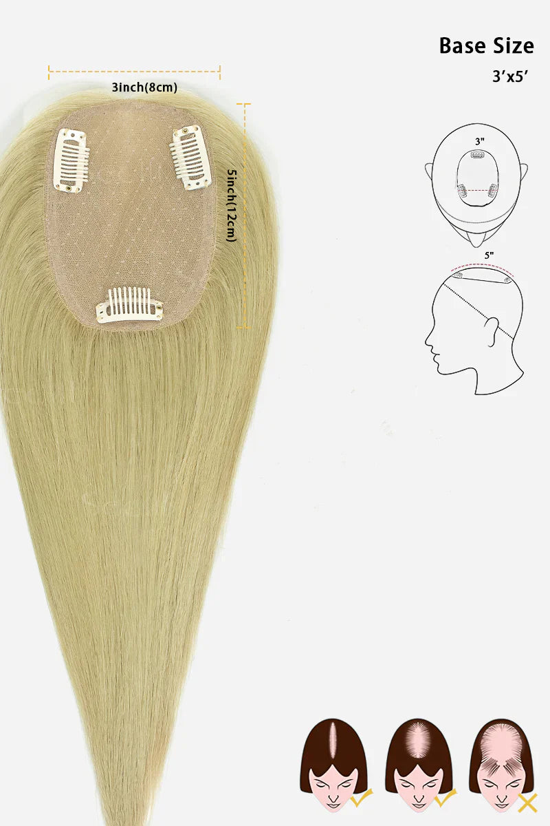 Flavia Silk Top Remy Human Hair Topper #Platinum Blonde Grey
