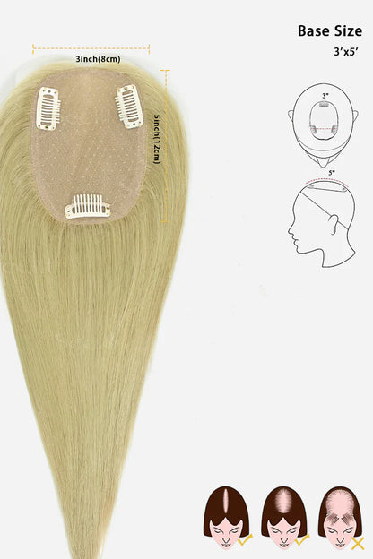 Flavia Silk Top Remy Human Hair Topper #Platinum Blonde Grey