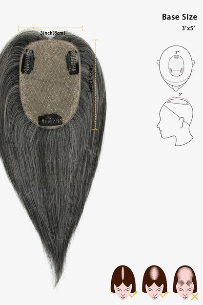 Flavia Silk Top Remy Human Hair Topper #Dark Grey