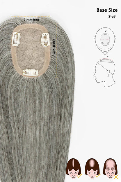 Flavia Silk Top Remy Human Hair Topper #Light Grey