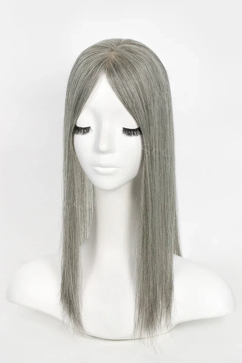 Flavia Silk Top Remy Human Hair Topper #Light Grey