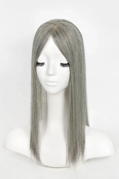 Flavia Silk Top Remy Human Hair Topper #Light Grey