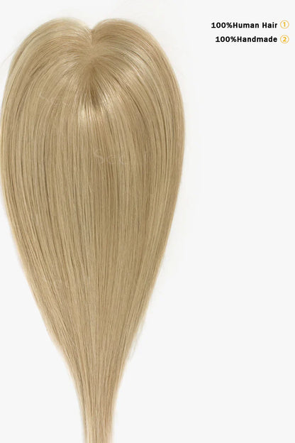 Flavia Silk Top Remy Human Hair Topper Dark Blonde with Light Blonde #P10/16 Darker