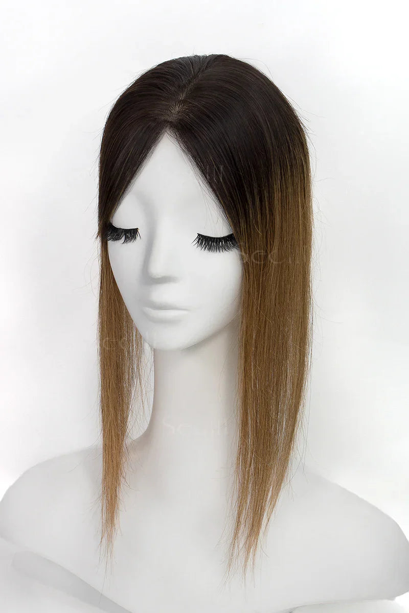 Flavia Silk Top Remy Human Hair Topper Dark Brown/Light Brown #T2/6