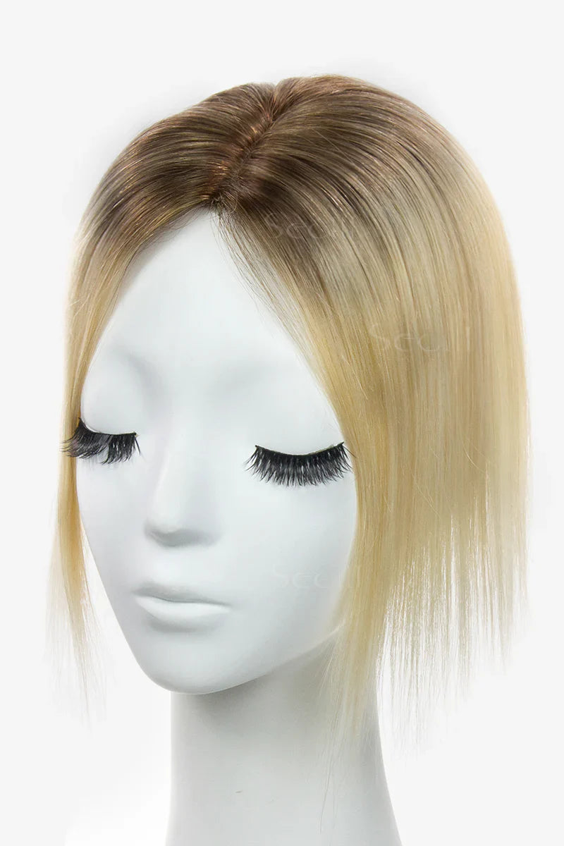 Flavia Silk Top Remy Human Hair Topper Light Blonde With Highlights #T4/16/613