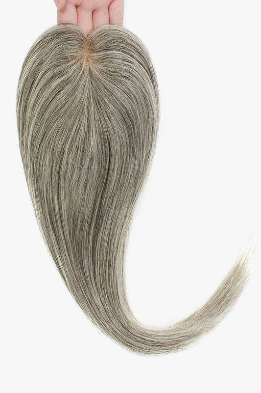 Flavia Silk Top Remy Human Hair Topper #Light Brown Grey