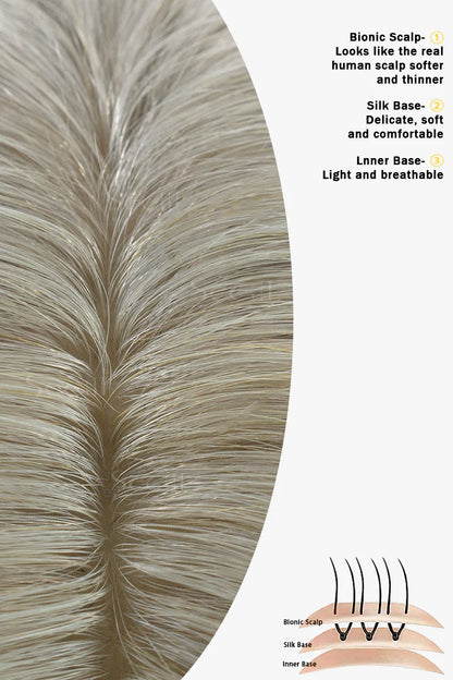 Flavia Silk Top Remy Human Hair Topper #Silver Gray