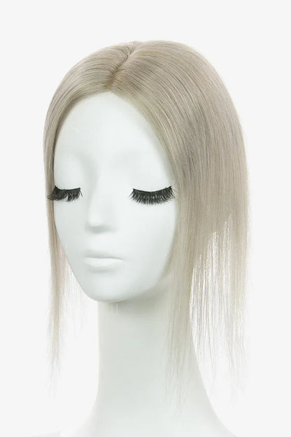 Flavia Silk Top Remy Human Hair Topper #Silver Gray