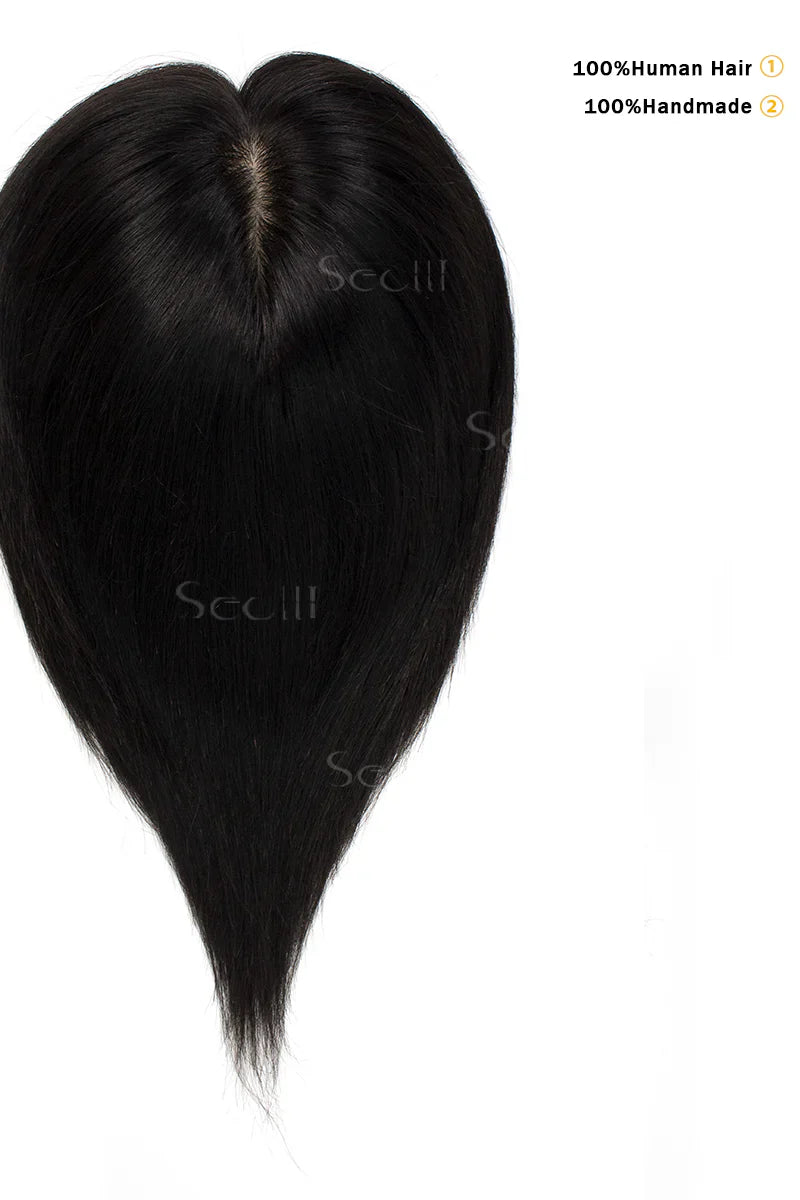 Carlin Human Hair Topper Natural Black #1B