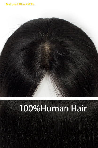 Carlin Human Hair Topper Natural Black #1B